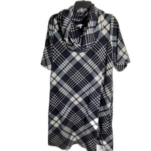 Sandra Darren Plaid Cowl Neck Midi Dress Career‎ Casual Comfy 1X